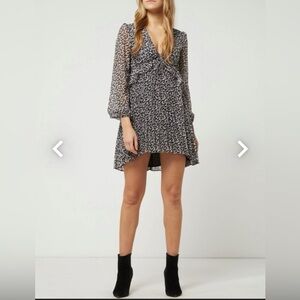 The Kooples - Black & Cream Print Pleated Dress